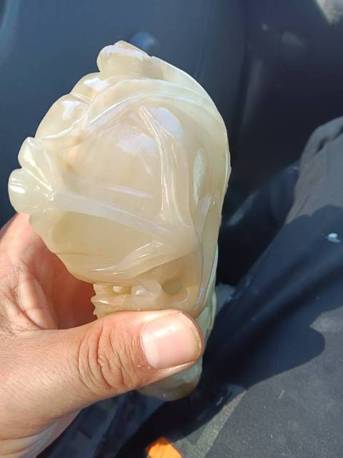 古玩玉器和田玉雕“蓮荷形水盂”真品鑒賞圖
