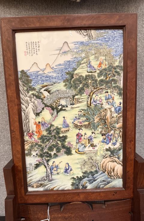 古玩陶瓷粉彩人物故事瓷板真品鑒賞圖