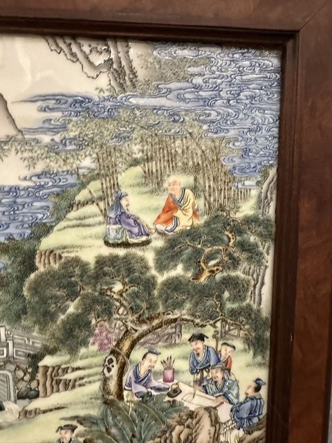 古玩陶瓷粉彩人物故事瓷板真品鑒賞圖