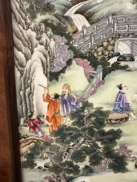 古玩陶瓷粉彩人物故事瓷板真品鑒賞圖