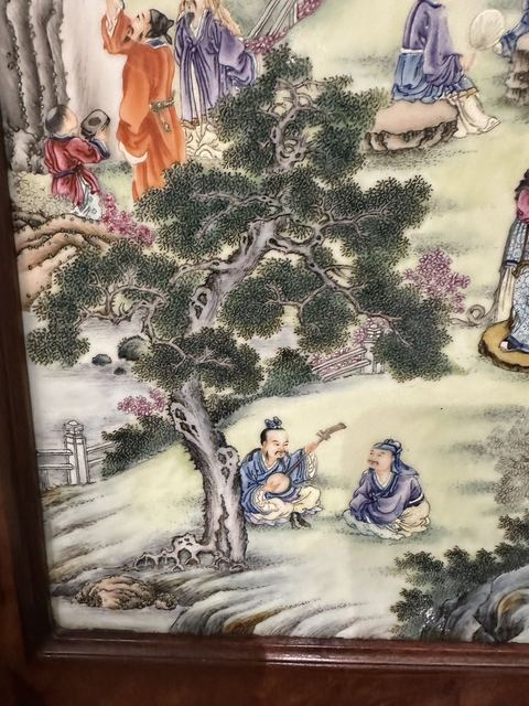 古玩陶瓷粉彩人物故事瓷板真品鑒賞圖