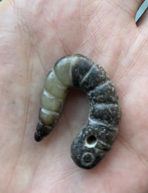 古玩玉器仿古做舊玉蠶型件真品鑒賞圖