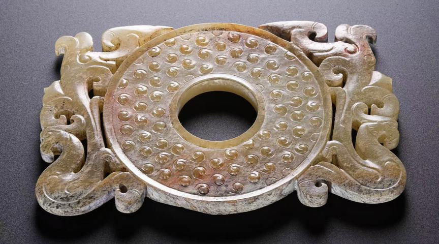 古玩玉器仿古谷紋出廓璧真品鑒賞圖