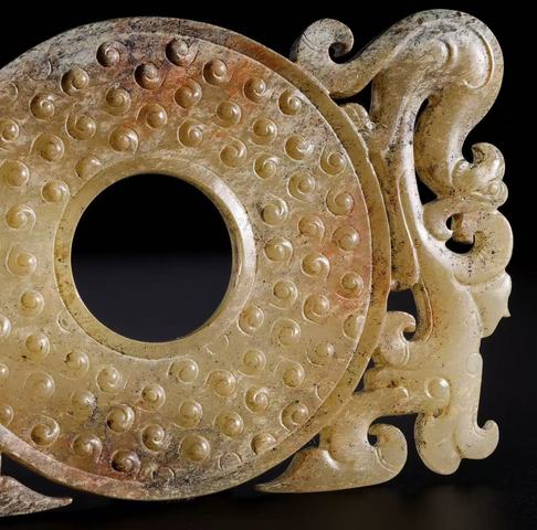 古玩玉器仿古谷紋出廓璧真品鑒賞圖