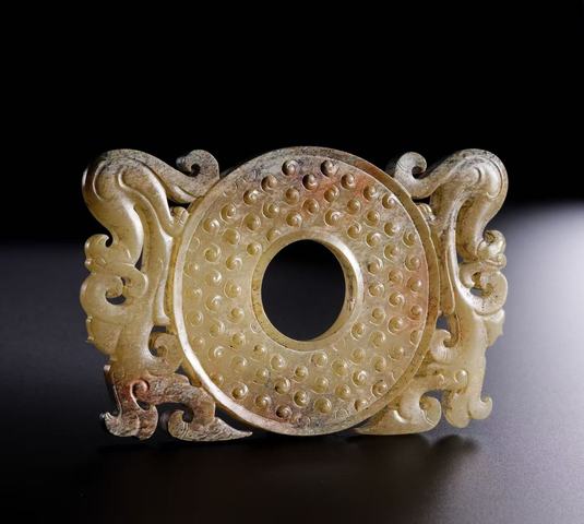 古玩玉器仿古谷紋出廓璧真品鑒賞圖