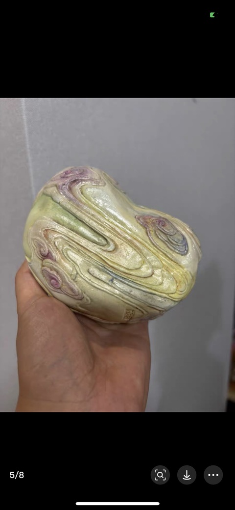古玩陶瓷如意云頭紋桃型水盂真品鑒賞圖