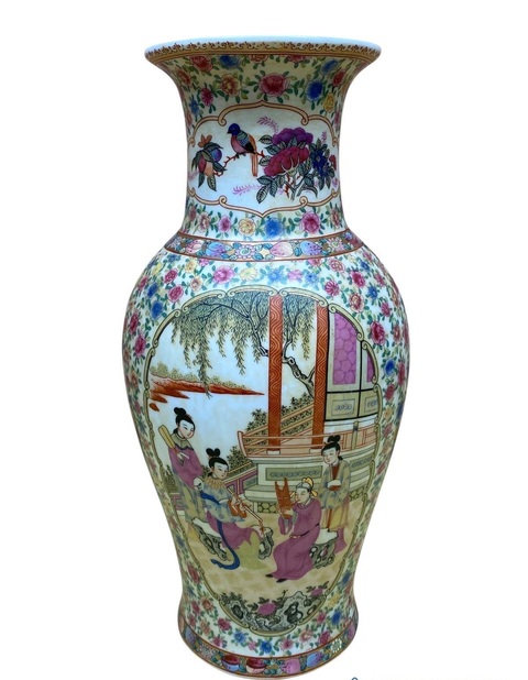 古玩陶瓷人物花鳥碗廣彩觀音瓶真品鑒賞圖