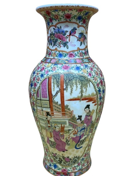 古玩陶瓷人物花鳥碗廣彩觀音瓶真品鑒賞圖