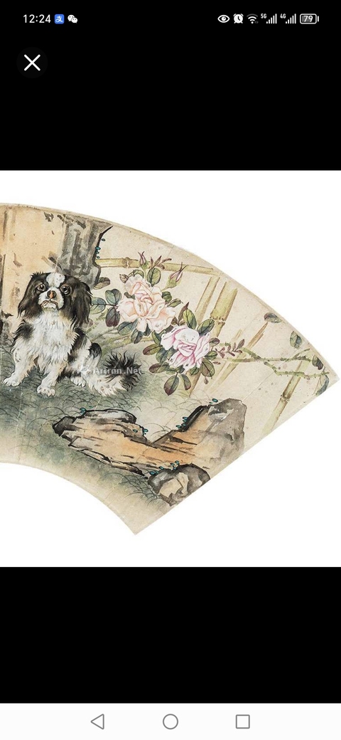 古玩字畫富貴雙犬真品鑒賞圖
