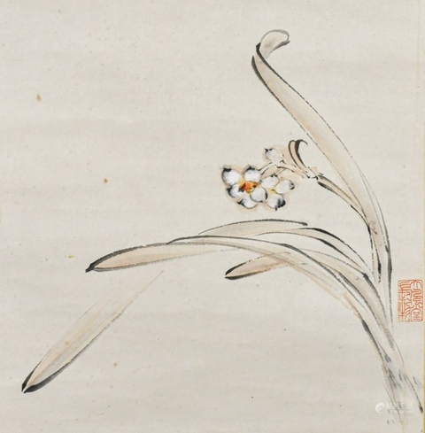 古玩字畫張大千《蘭花》真品鑒賞圖