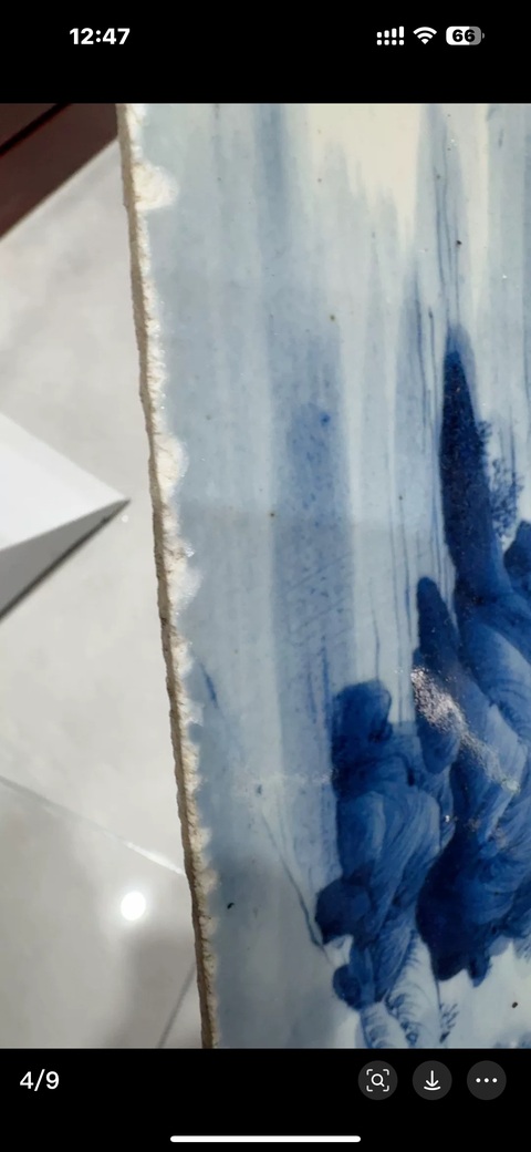 古玩陶瓷青花江南小景山水瓷板真品鑒賞圖
