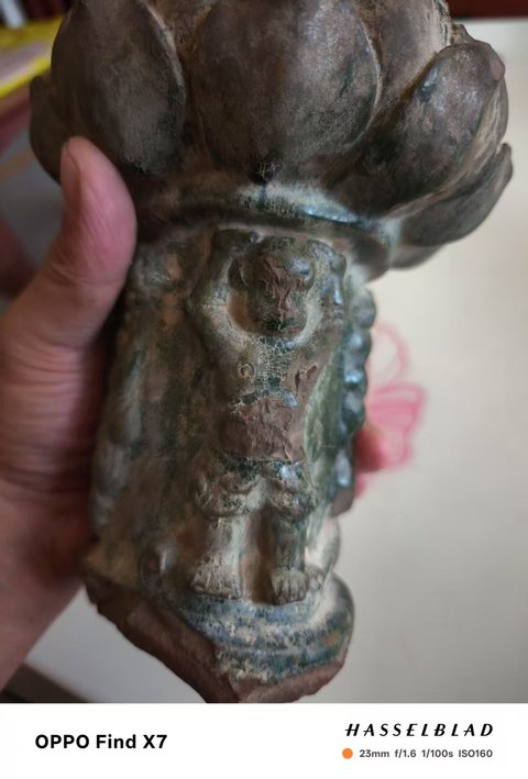 古玩陶瓷唐綠釉蓮花尊或燈殘件真品鑒賞圖