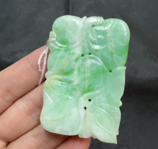 古玩玉器翡翠雕“花卉佩”真品鑒賞圖