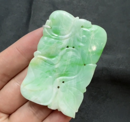 古玩玉器翡翠雕“花卉佩”真品鑒賞圖