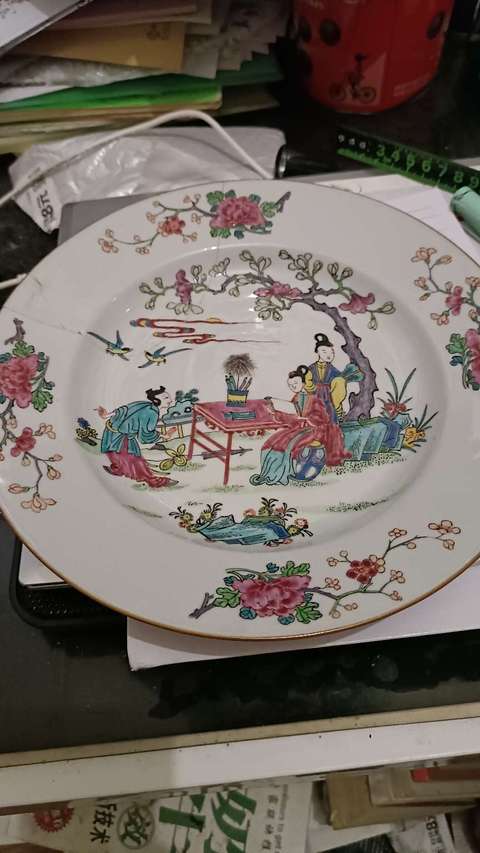 古玩陶瓷清.雍正人物紋粉彩盤拍賣,當前價格5500元