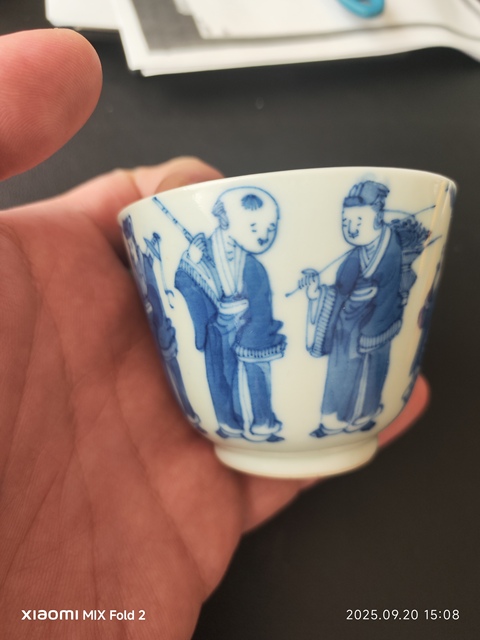 古玩陶瓷青花八仙人物故事紋杯真品鑒賞圖
