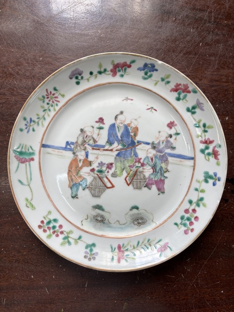 古玩陶瓷粉彩人物故事紋折腰盤拍賣，當前價格1000元