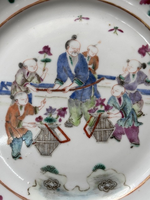 古玩陶瓷粉彩人物故事紋折腰盤拍賣，當前價格1000元