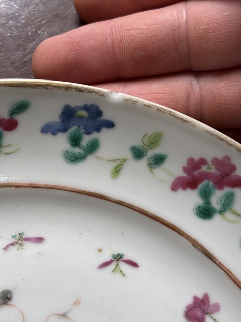 古玩陶瓷粉彩人物故事紋折腰盤拍賣，當前價格1000元