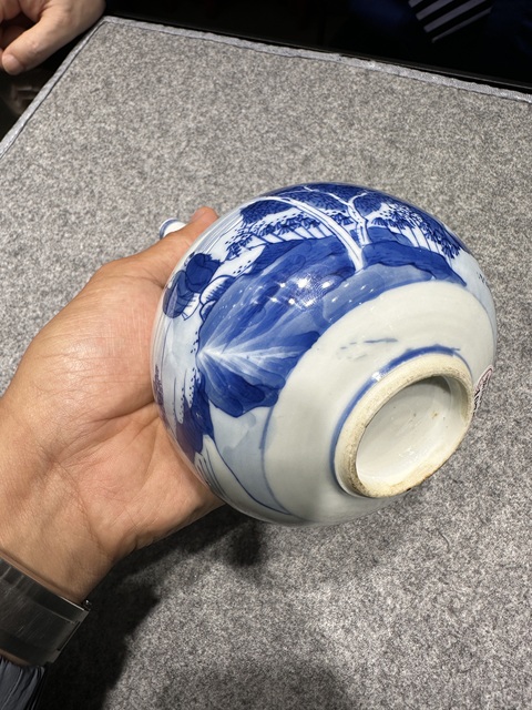 古玩陶瓷青花山水人物錐把瓶，注意品相真品鑒賞圖