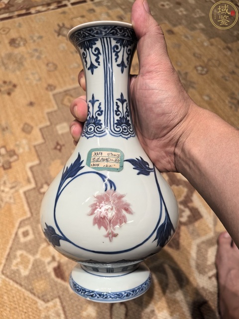 古玩陶瓷青花釉里紅長頸撇口瓶真品鑒賞圖