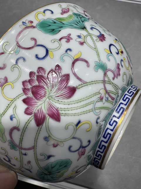 古玩陶瓷青花粉彩榮之固本碗真品鑒賞圖