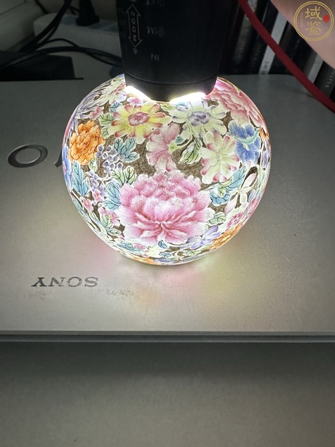 古玩陶瓷百花不落地粉彩水盂真品鑒賞圖