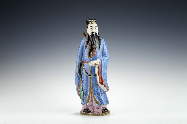 古玩陶瓷民國·粉彩呂洞賓塑像真品鑒賞圖