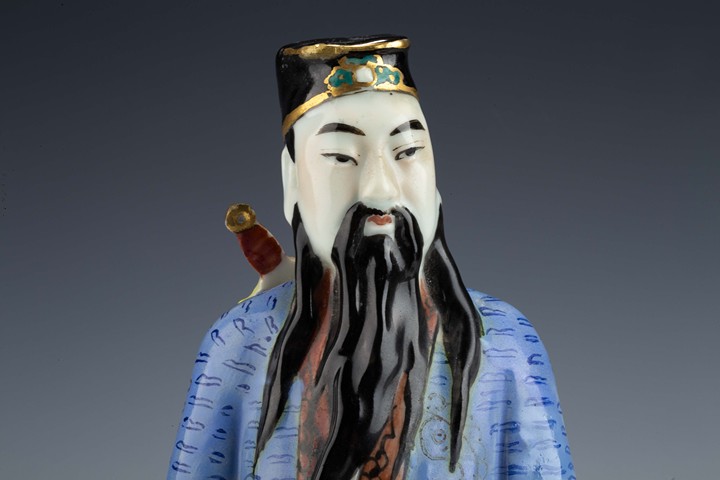 古玩陶瓷民國·粉彩呂洞賓塑像真品鑒賞圖