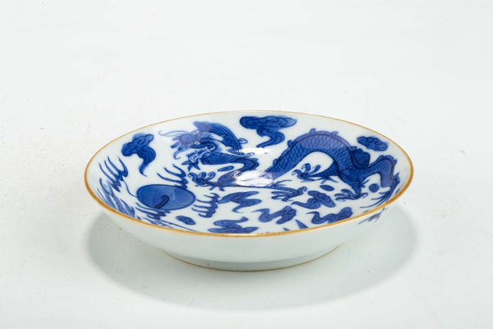 古玩陶瓷清晚·青花龍鳳紋小盤(pán)真品鑒賞圖
