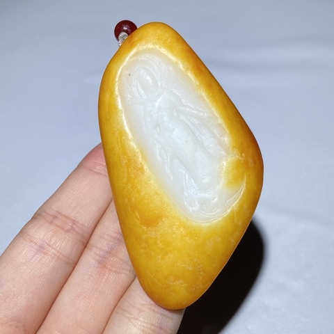 古玩玉器廣義和田玉觀音掛件拍賣,當前價格398元