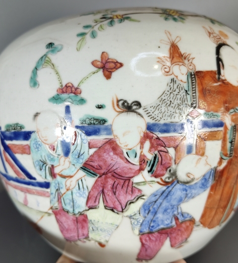 古玩陶瓷粉彩五子奪魁罐真品鑒賞圖