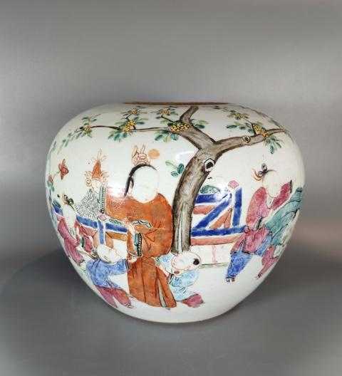 古玩陶瓷粉彩五子奪魁罐真品鑒賞圖