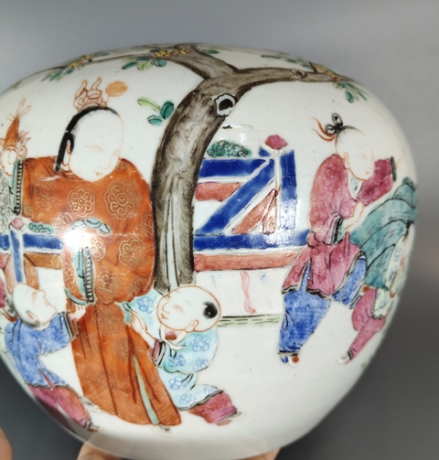 古玩陶瓷粉彩五子奪魁罐真品鑒賞圖