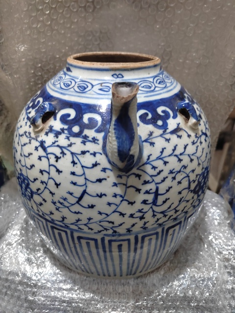 古玩陶瓷道光四系青花壺真品鑒賞圖