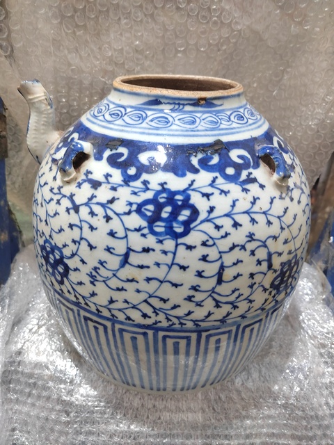 古玩陶瓷道光四系青花壺真品鑒賞圖