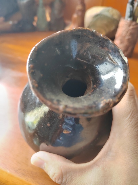 古玩陶瓷清代磁州窯黑釉玉壺春瓶真品鑒賞圖