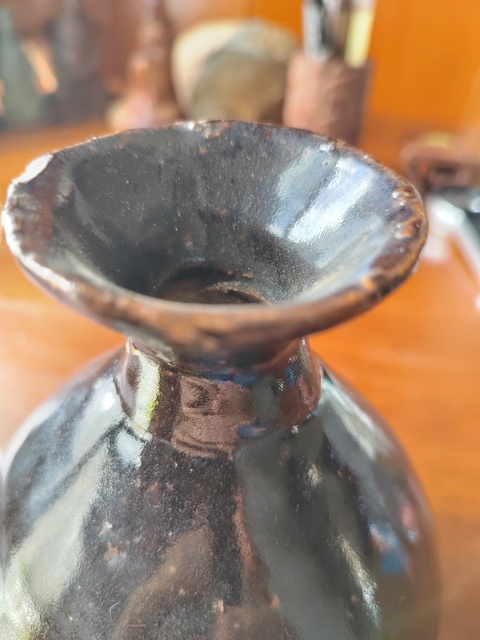 古玩陶瓷清代磁州窯黑釉玉壺春瓶真品鑒賞圖