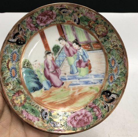 古玩陶瓷清晚·廣彩人物故事紋杯碟一套拍賣,當前價格2369元