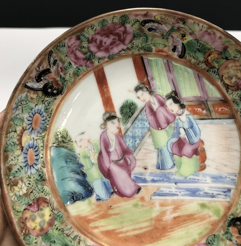 古玩陶瓷清晚·廣彩人物故事紋杯碟一套拍賣,當前價格2369元
