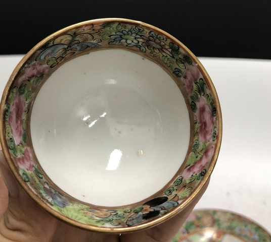 古玩陶瓷清晚·廣彩人物故事紋杯碟一套拍賣,當前價格2369元