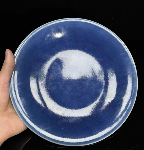 古玩陶瓷祭蘭釉盤真品鑒賞圖
