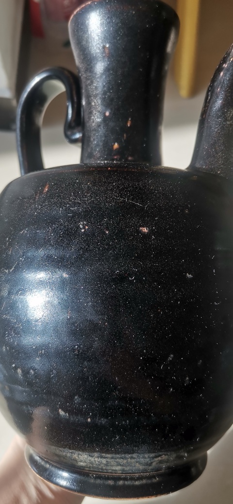 古玩陶瓷北宋耀州窯黑釉執壺真品鑒賞圖