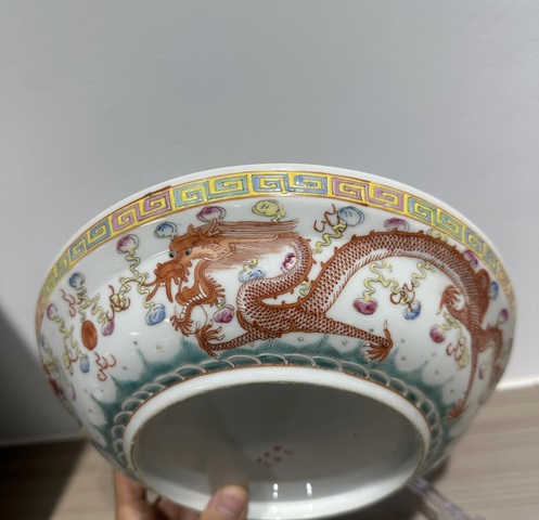 古玩陶瓷民國·粉彩龍鳳呈祥紋盤 真品鑒賞圖