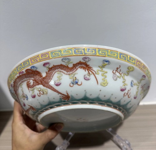 古玩陶瓷民國·粉彩龍鳳呈祥紋盤 真品鑒賞圖