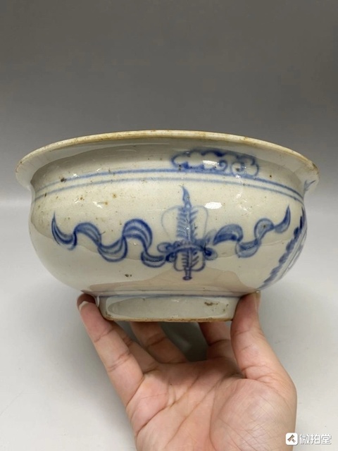 古玩陶瓷晚清.青花福字暗八仙香爐拍賣,當(dāng)前價格650元