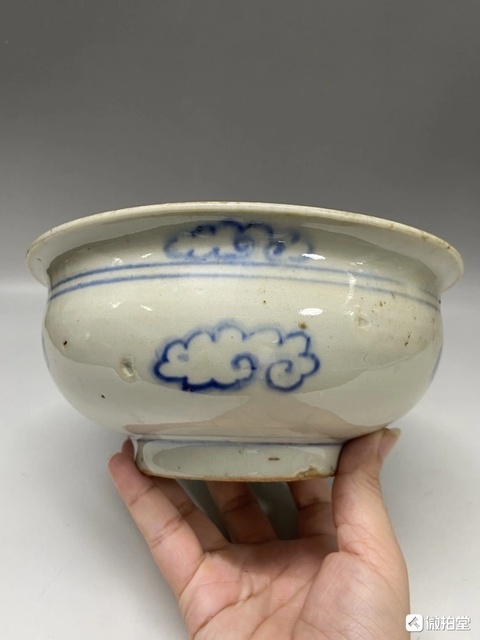 古玩陶瓷晚清.青花福字暗八仙香爐拍賣,當(dāng)前價格650元
