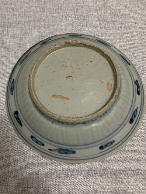 古玩陶瓷明中偏空白期 青花麒麟望月盤拍賣,當前價格8000元