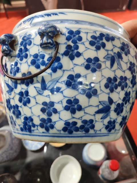 古玩陶瓷青花四系粥罐真品鑒賞圖