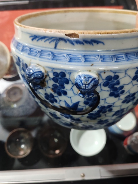 古玩陶瓷青花四系粥罐真品鑒賞圖